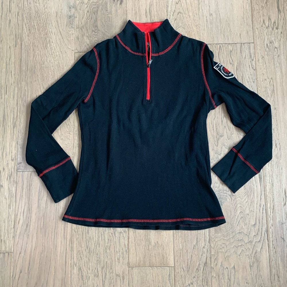 Lauren Ralph Lauren Black Athletic Half-Zip Top with Red Trim Size Large - Picture 1 of 11
